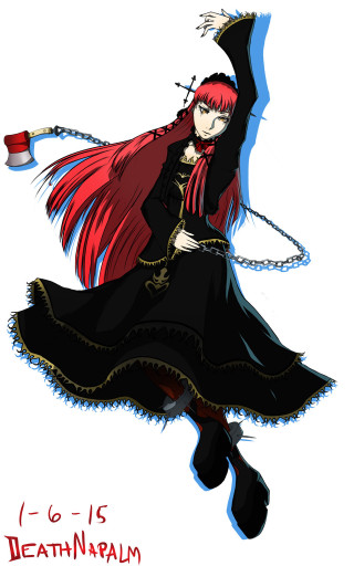 Woman red hair black dress 3 - chain free wallpaper