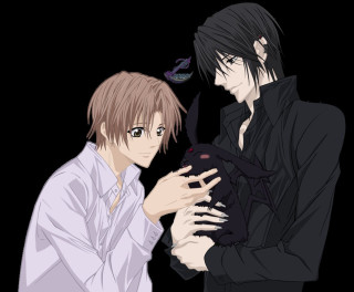 Anime characters cat dog black - the other holding free wallpaper