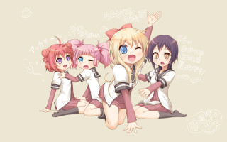 Anime girls sitting arms up - a group of anime girls sitting next free wallpaper for desktop