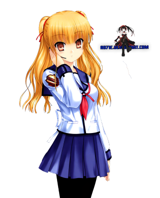 Anime girl blonde blue dress 3 - anime style free wallpaper for mobile