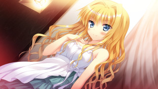 Blonde girl long hair couch - a couch in a room free wallpaper