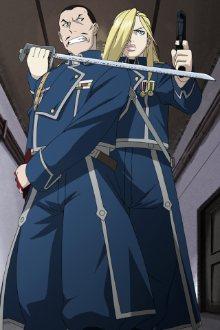 Man woman swords uniform smile - international free wallpaper for mobile