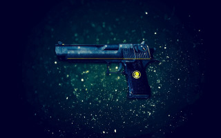 Blue yellow gun yellow button - poster art free wallpaper for desktop