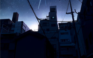 City street buildings stars background - a few building free wallpaper