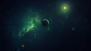Space scene planet star background 3 - a planet and a star in the background free wallpaper