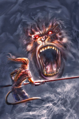 Woman holding sword demon back - alex petruk ape free wallpaper for mobile