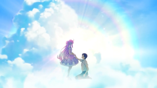 Man woman cloud rainbow sky - god ray free wallpaper for desktop