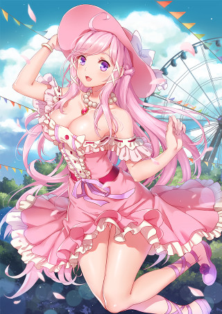 Woman pink dress hat ferris - a ferris free wallpaper for mobile