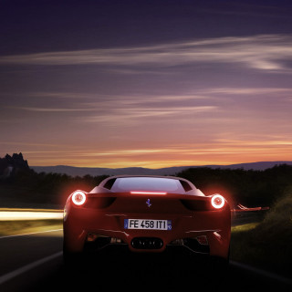 Red sports car night road 10 - free cars wallpaper for tablet
