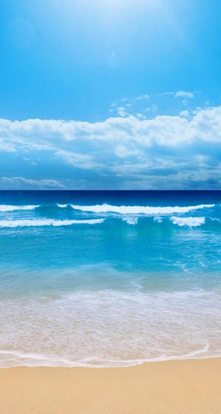 Beach surfboard blue sky clouds - free beach wallpaper for mobile