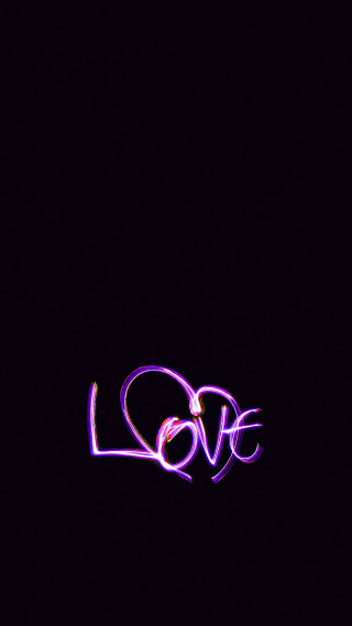 Purple love sign dark sky - free neon wallpaper for mobile