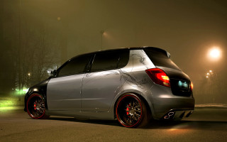 Small car parked night fog - a small car free wallpaper