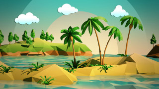 Tropical island lowpoly palm trees - a tropical island free wallpaper