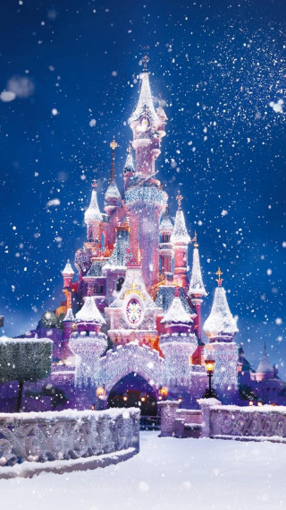 Castle clock snow night snowfall - the snow free wallpaper for mobile