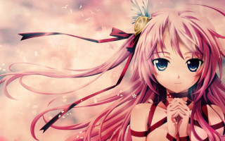 Girl long pink hair bow 2 - sots art free wallpaper