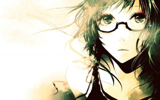 Gothic anime woman glasses green - glass and a tie free wallpaper