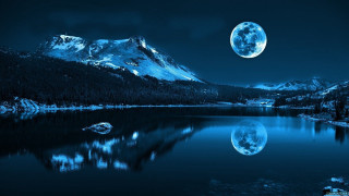 Full moon mountain lake night 3 - full moon free wallpaper for desktop