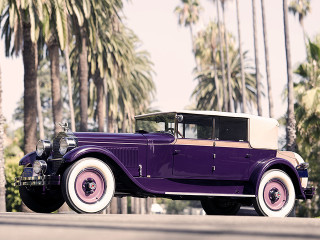 Purple car palm trees building - an art deco painting free wallpaper