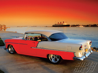 Red silver car ocean cruise - car free wallpaper