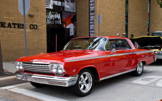 Red car parked side road - the side of the road next free wallpaper