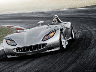Silver sports car race track 3 - symmetrical feature free wallpaper