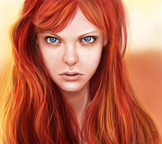 Woman red hair blue eyes 3 - figurative free wallpaper for tablet
