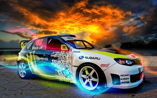 Graffiti car sunset parking lot - a parking lot free wallpaper for desktop