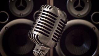 Microphone speakers wall background sound - studio light free wallpaper