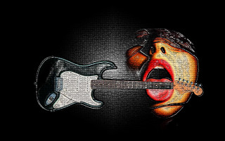 Guitar woman face mouths open - a womans face free wallpaper