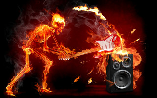 Guitar player fire background speaker - metal free wallpaper for desktop