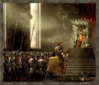 Man throne crowd people armor - game free wallpaper for desktop