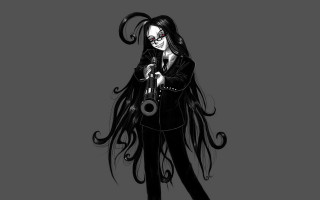 Woman long hair gun hand 2 - dada free wallpaper for desktop