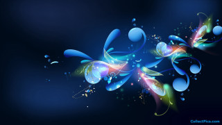 Blue background bubbles butterfly back - abstract free wallpaper for desktop