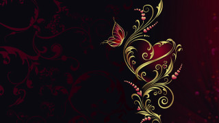 Red gold heart butterfly black - heart free wallpaper
