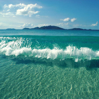 Breaking wave ocean small island 3 - free beach wallpaper for tablet