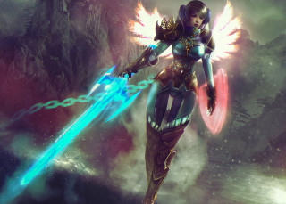 Futuristic woman sword blade outfit - a futuristic outfit holding free wallpaper