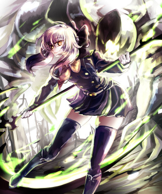 Woman short skirt sword green - auto free wallpaper for mobile