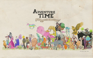 Adventure time group people banner - a drawing of a group free wallpaper for desktop