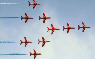 Planes flying formation smoke sky 2 - the back of them free wallpaper