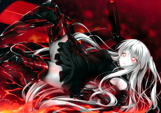 Woman sword red black background - gapmoe yandere grimdark free wallpaper for desktop