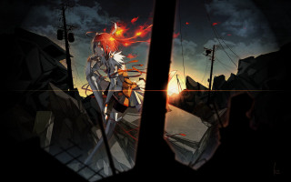 Person standing window fire sky - aya goda free wallpaper for desktop