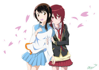 Anime girls petals school uniform - a purse free wallpaper