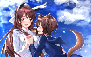 Anime girls cloudy day sky - blue sky free wallpaper for desktop