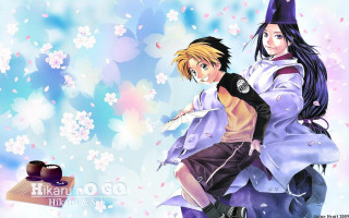 Anime couple flowers blue background - top of them free wallpaper