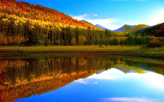 Lake mountain trees autumn sky - bob thompson free wallpaper for desktop