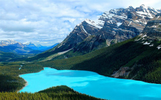 Blue lake mountains trees canada - the top of the mountains free wallpaper
