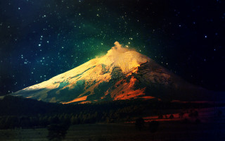 Snowy mountain night sky stars 6 - top of it free wallpaper for desktop