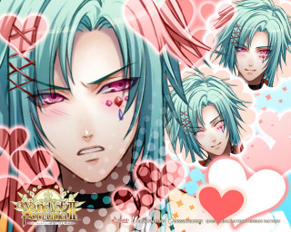 Bluehair pinkeyes heartbackground angelic portrait - blue hair free wallpaper for desktop