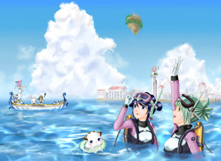 People water kite sky boat - two person free wallpaper for desktop