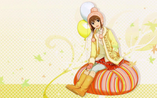 Girl sitting ball ballon hand - her hand and a hat free wallpaper